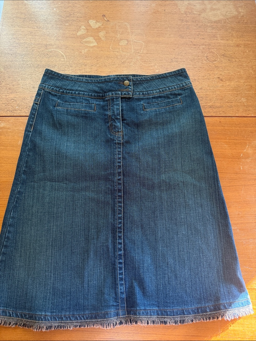 CAbi Dark Blue Denim A-Line Skirt